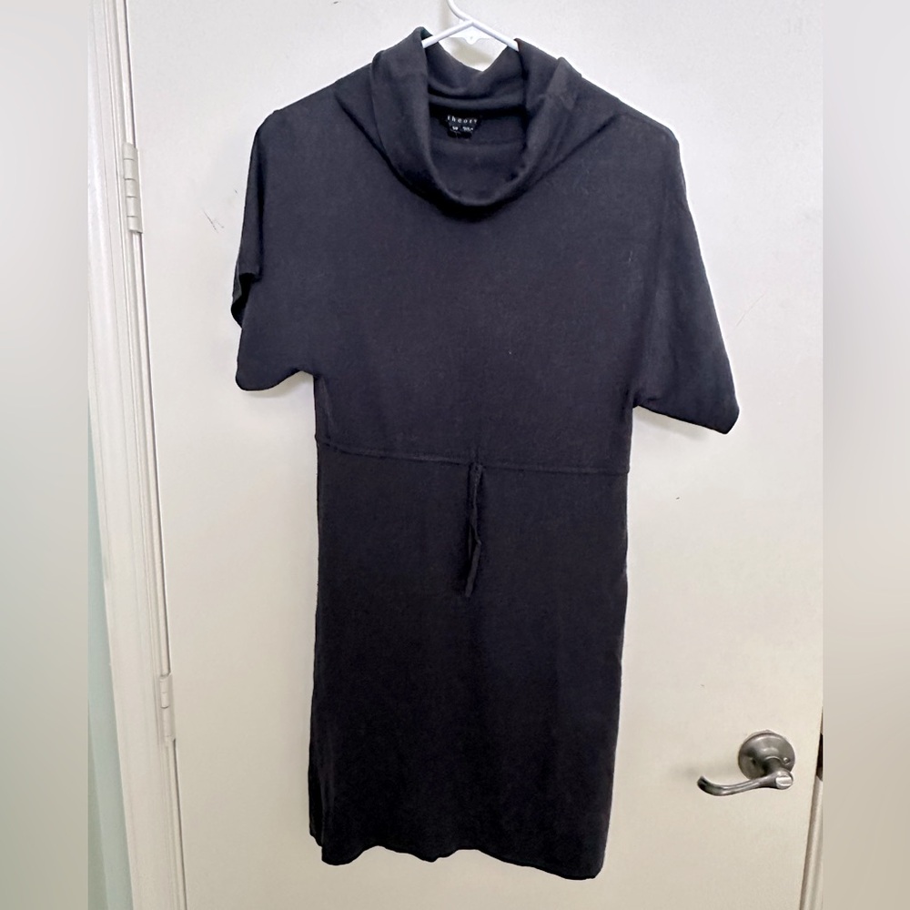 Theory cowl neck sweater dress, wool, navy blue